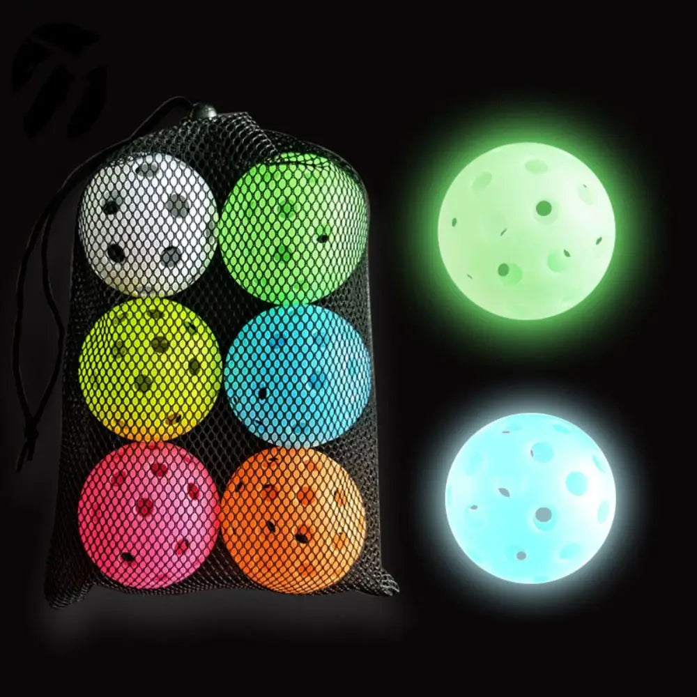 Glow-in-the-Dark 74MM Luminous Pickleball - Durable Multicolor Elastic Ball for Indoor & Outdoor Fun!