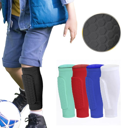 Teen and Kids Football Shin Guards and Compression Leg Sleeves for Soccer and Basketball, Available in Sizes XS-2XL
