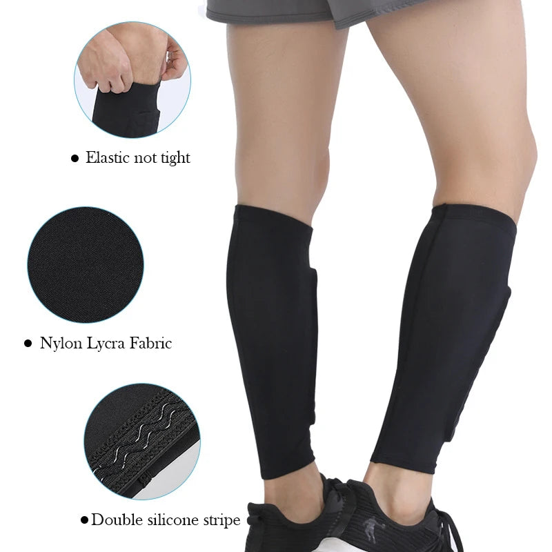 Teen and Kids Football Shin Guards and Compression Leg Sleeves for Soccer and Basketball, Available in Sizes XS-2XL