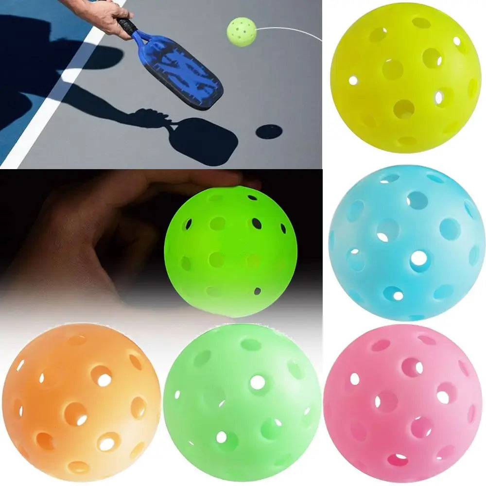 Glow-in-the-Dark 74MM Luminous Pickleball - Durable Multicolor Elastic Ball for Indoor & Outdoor Fun!